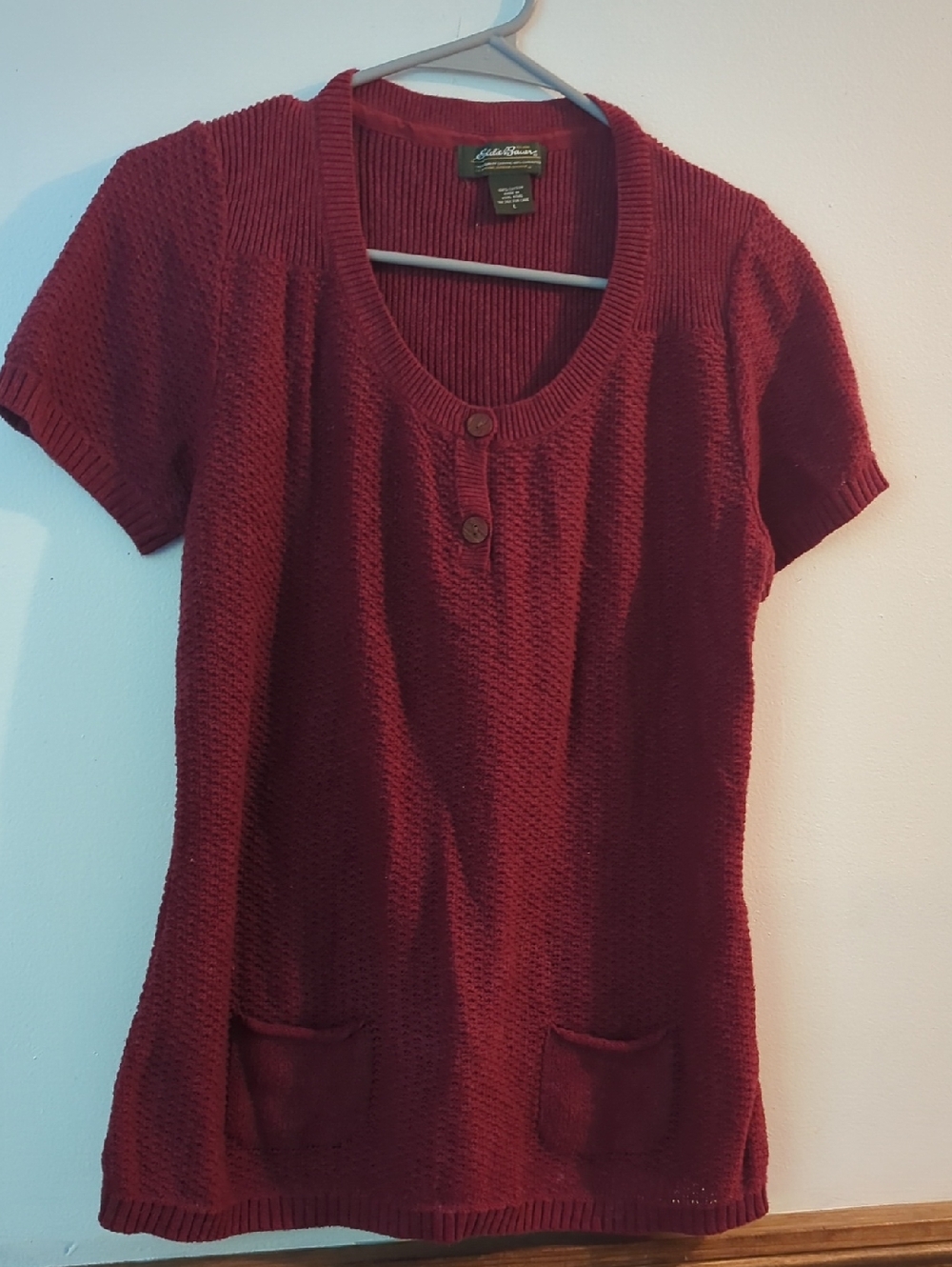 Eddie Bauer Short-Sleeve Knit Tunic in Deep Wine